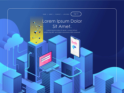 format dribble 01 background design business character home page illustration isometric landing page modern tecnology web design