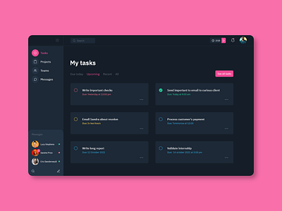 Task management app flat design graphic design minimalism pink ui uiux ux web design