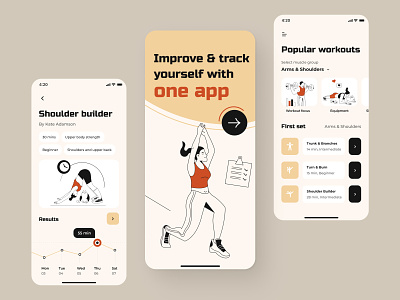 Improving health app android app app design application design design app health health app illustration illustration app ios ios app screens sport ui ux