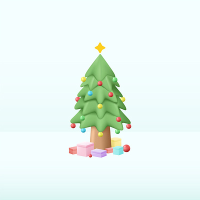 Hello December! 3d celebrate christian christmas christmas tree eve event gift icon illustration pastel pine tree vector