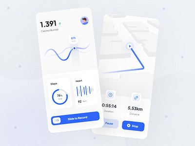 Running Tracker App app blue clean design graph interface ios layout minimal mobile run running running app simple track tracker ui ui design uiux ux