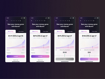 Recurring Investment Calculator calculator design fintech gradient graphic investment mobile onboarding ui