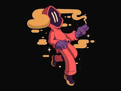 Hoodie Smoke character character art character design clouds dream drugs florian farhay hip hoodie illustration smoke smoke illustration smoking stars tracksuit trendy weed young