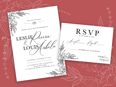 L&L Wedding Invitation classic floral savethedate traditional type wedding wedding invitation