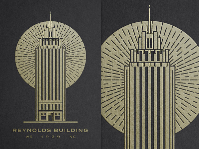 Reynolds Building Illustration and Fine Art Print art building design illustration illustrator metallic print screenprint winston salem