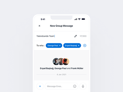Talentswide ✦ Mobile Chat app chat chat page connect design group chat mobile mobile app talents typography ui ux wide