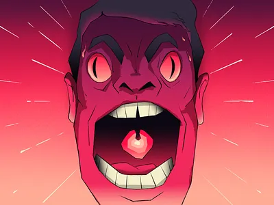 Scream anime character creepy energy eyes face fear florian farhay head horror illustration manga mouth panic scary scream shout strange stress