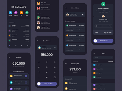 #Exploration - Digital Wallet App - Dark Mode app banking card clean dark dark theme dashboard design digital fintech mode money transactions typography ux wallet whitespace