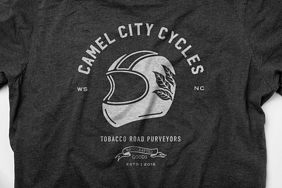 Camel City Cycles Logo badge badgelogo graphic tee hand drawn hand illustrated helmet illustrator logo motorcycle motorcycle art motorcycles procreate