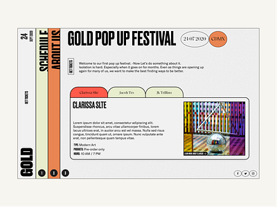 Festival | Vertical Nav art design event festival festivals header layout modern museum music music art nav navigation navigation menu popup ui uidesign vertical vertical menu website