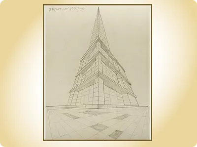 Three point perspective drawing 3d 3pointshot design drawing illustration pencil sketch perpective view