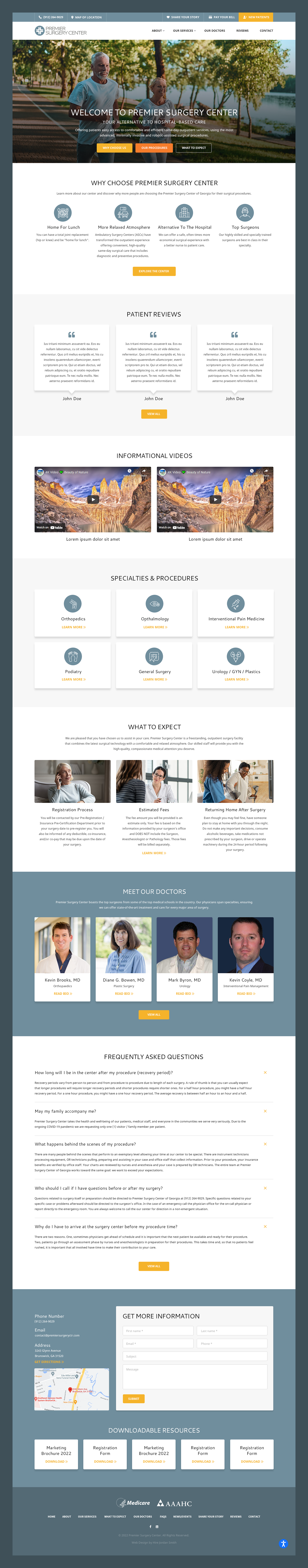 Premier Surgery Center // Web Design By Hire Jordan Smith On Dribbble