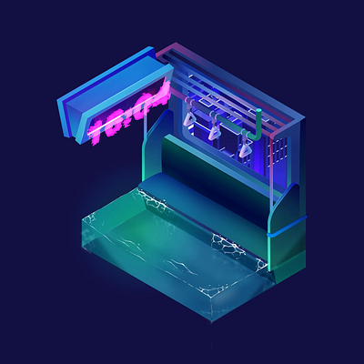 Commuter Sea after effects blue city cityscape commuter cyberpunk design flatisometric flood glitch gradient green holographic illustration isometric motion neon night purple vector
