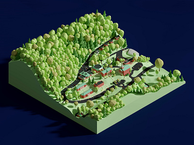 3D Campus Landscape Study 3d 3d render architecture blender blender3d bluefield college college campus diorama fall isometric landscape low poly lowpoly seasonal spring summer