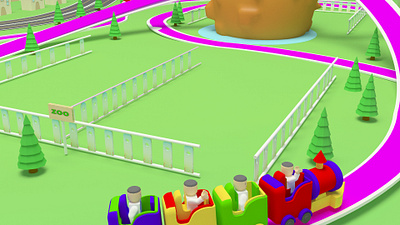 Train Moving with characters at ZOO animation art branding design graphic design illustration illustrator vector web website
