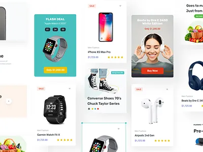 Marketplace Website Widgets card commercial components discount edit mode features freelance landing page marketplace minimal modal modern product card promo tab ui kit ui template website template widget