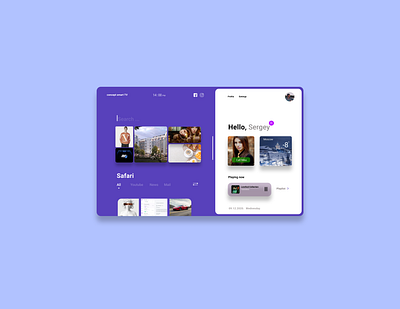 Concept smart TV app browser design future interfaces menu profile search bar setting tv app ui ux