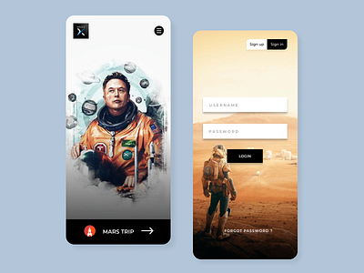 Mars Trip Login page app design figmadesign mobile ui ui ux web