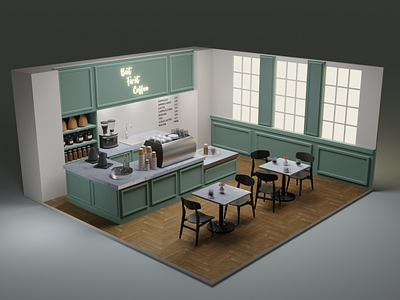 Coffee shop 3d 3dart art blender blender3d coffee coffeeshop illustration lowpoly