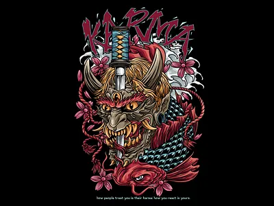 Hannya Katana Illustration oni