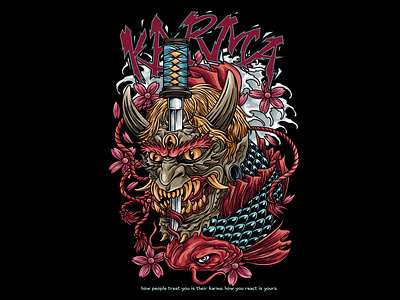 Hannya Katana Illustration oni