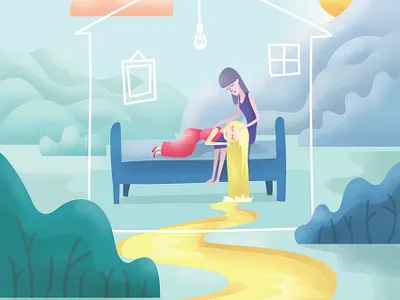 Insomnia and Sleep Fairy digital illustration editorial fairy flat illustration home illustration landscape sleep texture vector