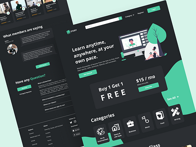 Landing Page Dark Mode course dark dark app dark mode dark theme dark ui design homepage design interface landing page learn ui ui design uiux ux web design web design landing page website website design websites