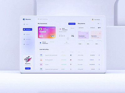 Insurance App Interaction aftereffects animation animations buy c4d cards clean concept dailyui dashboad dashboard ui insurance interaction interface minimalistic mockup payment ui dashboard user dashboard