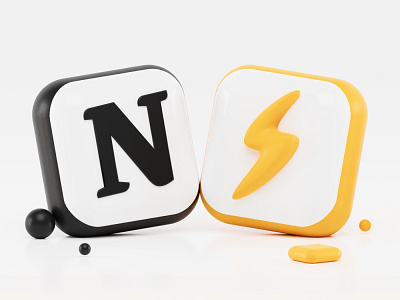 Super + Notion 3d Icons 3d app black blender blender 3d design icon icon design iconography icons illustration ios notion render super thunder ui webdesign webpage yellow