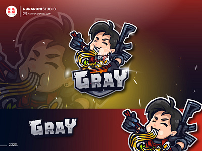 Gray Mascot Logo cartoon cartoon character character esport esport team esportlogo game online gamer gamer logo gaming gray illustration logo logo maker logodesign mascot mascot design ramen samurai vector