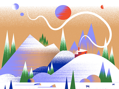 Xmas Planet 🟣 2020 adobe art artist christmas christmas2020 creative digitalart digitalillustration drawing dribbble gradien illustration illustrator inspiration mountain ski snow winter xmas