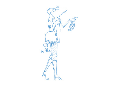 Catwalk catwalk character character design design illustration minimal outline procreate