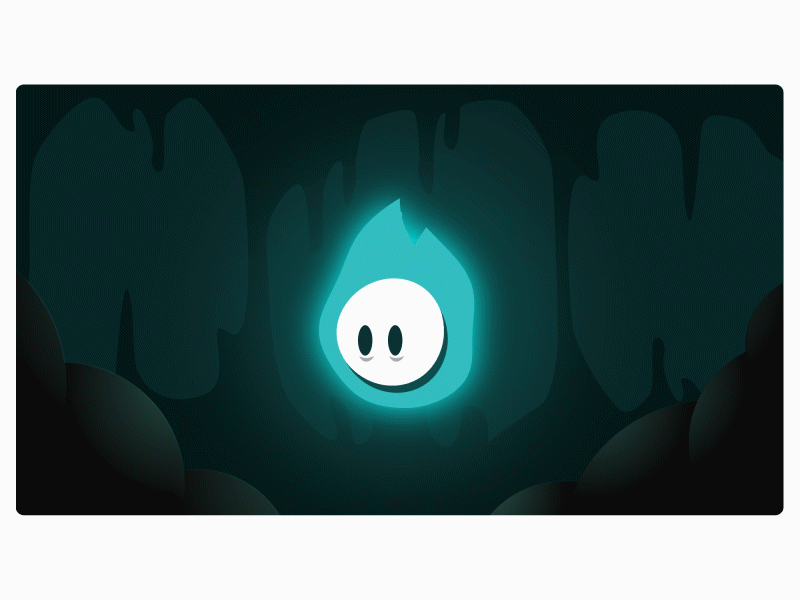 The lost wisp animated animated gif cave character design design digital illustration illustration monster motion graphics simple vector wisp