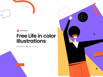 Free Life In Color Illustrations characters color free freebie geometric illustrations vector