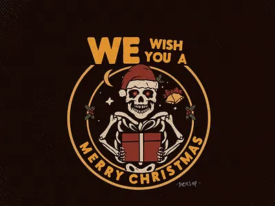 We wish you a merry christmas badge design badge logo badgedesign christmas hand drawn illustration merrychristmas skull tattoo design traditional tattoo tshirt tshirt design