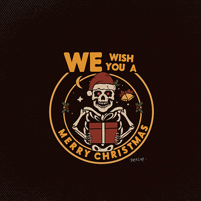 We wish you a merry christmas badge design badge logo badgedesign christmas hand drawn illustration merrychristmas skull tattoo design traditional tattoo tshirt tshirt design