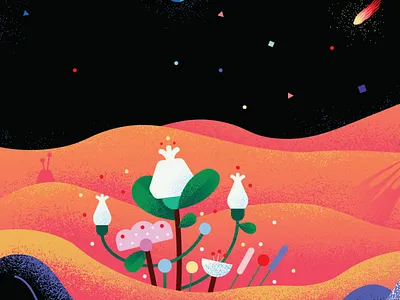 Interplanetary Migrants editorial galaxy illustration mars migration space vector