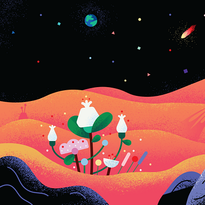Interplanetary Migrants editorial galaxy illustration mars migration space vector