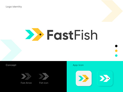 arrow+fish, branding logo for fastfish, modern logo design app icon app icon logo arrow best best logo designer bolt fast fish fisher fishes fishing graphic design hire logo designer logo logo and branding logo design branding minimal minimal design product logo software