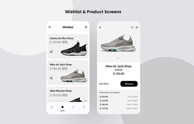 Wishlist – Amazon Wishlist Price Tracker App amazon app design ecommerce app price tracker shoes uiux design visual design