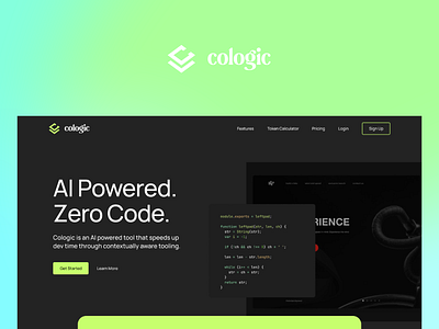 Cologic Homepage Concept ai code coding cologic dark mode minimal
