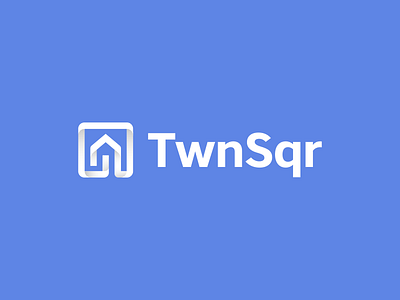 TwnSqr logo abstract arrow bidding blue brand identity branding corporate creative cube gradient home house kreatank logo logo design online real estate realty square website