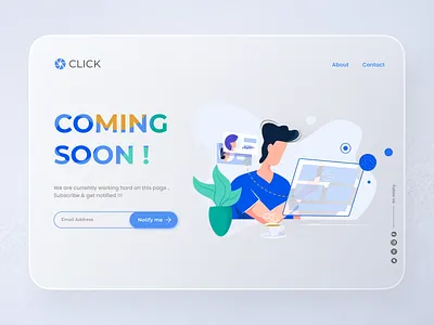 Coming Soon (Glassmorphism) | Daily UI 048 daily ui dailyui design glass glasseffect glassmorphism gradient illustration photography photography website ui ux uidesign uiuxdesign