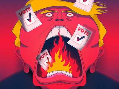 Trump Elections america american angry crazy donald trump elections fire flame florian farhay loser politics president scream trump trump illustration usa vote voting