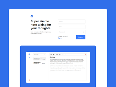 Notly Landing Page landingpage note app note taking notes app web app webapp