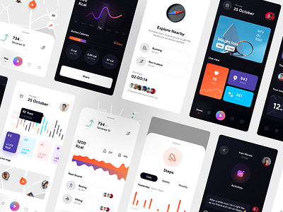 Daility 2 screens 3d concept design fitness gradient iphonex kit minimal mobile mobile app mobile ui screens sport ui ux workout workout app workout tracker workouts