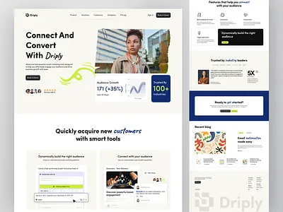 Driply - Email Marketing Tools Landing Page business card clean company footer icon landing page marketing minimalist saas ui design web design