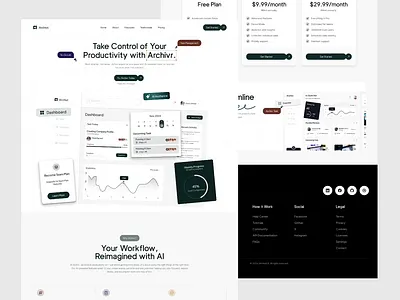 Archivr. - AI Task Management Productivity App Landing Page ai animation artificial intelligence branding company company profile corporate elegant landing page machine learning minimalist modern professional saas startup task management ui ux web design website