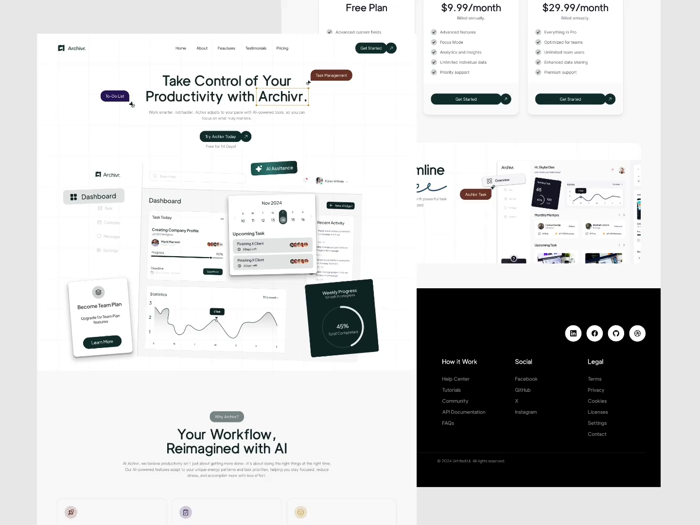 Example of Archivr. - AI Task Management Productivity App Landing Page