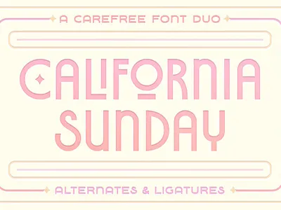 California Sunday Font Duo all caps font branding font font duo font pair font pairing greek font ligature font logo font millennial font minimalist font modern font modern font bundle retro font sans serif font sans serif typeface typeface duo